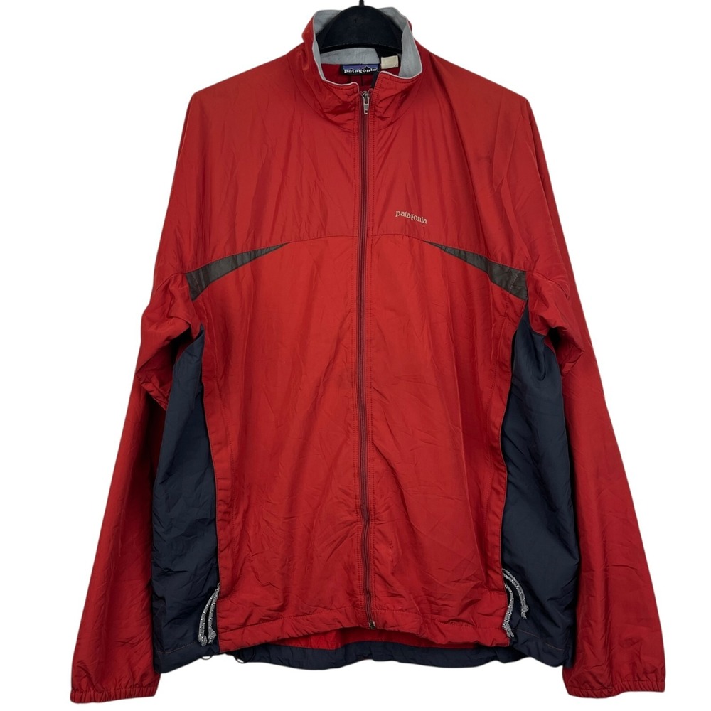 VTG Patagonia Integral‎ Windbreaker Jacket Mens L Vented Mock Neck Red Zip *Read
